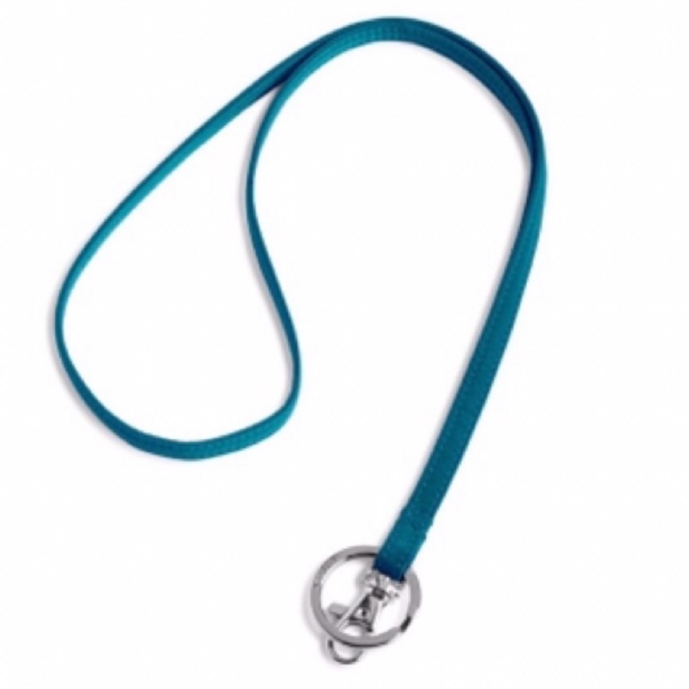Vera Bradley Lanyard in Bahama Bay (Solid Blue) BNWT Silver Color Metal 18.5”